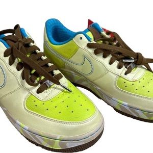Nike Air Force 1 XXV Premium '07 Swirl White Lime Leather Women's Size 8.5 Shoes